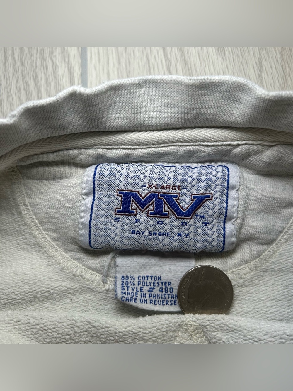 VTG 90s Cal Poly SLO Thrashed Crewneck Sweatshirt Pullover MV Sport Men XL Gray - Picture 4 of 16